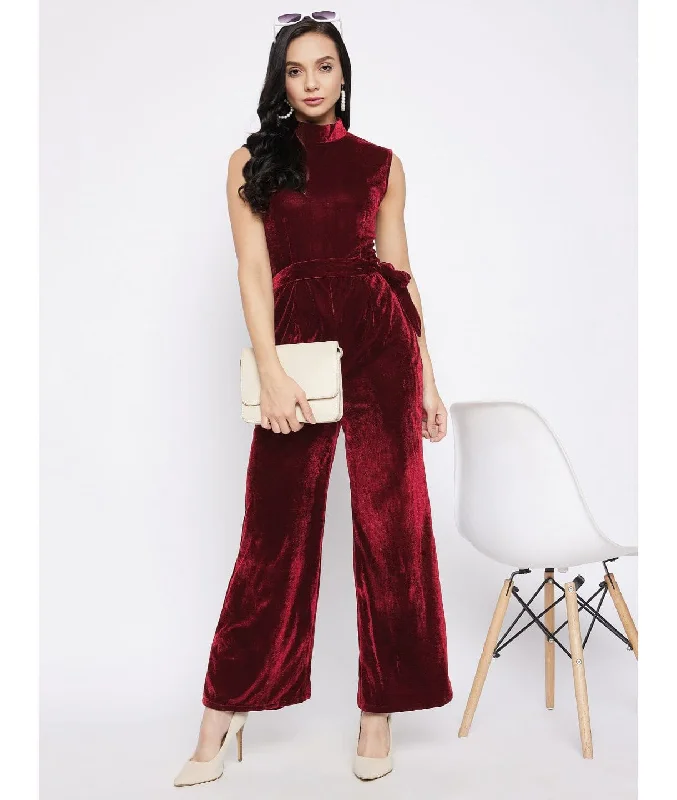 Best Online Boutiques Stretchable Velvet Jumpsuit