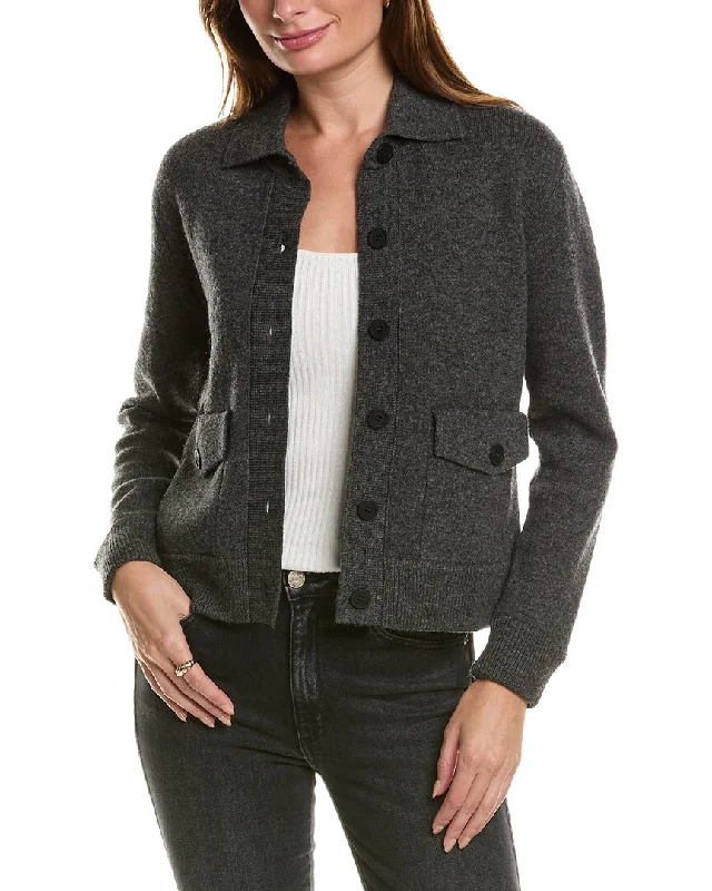 Trendy Street Style Forte Cashmere Double Knit Crop Rib Trim Wool & Cashmere-Blend Shacket