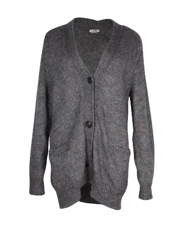 Current Trends Isabel Marant Oversized V Neck Cardigan in Grey Mohair