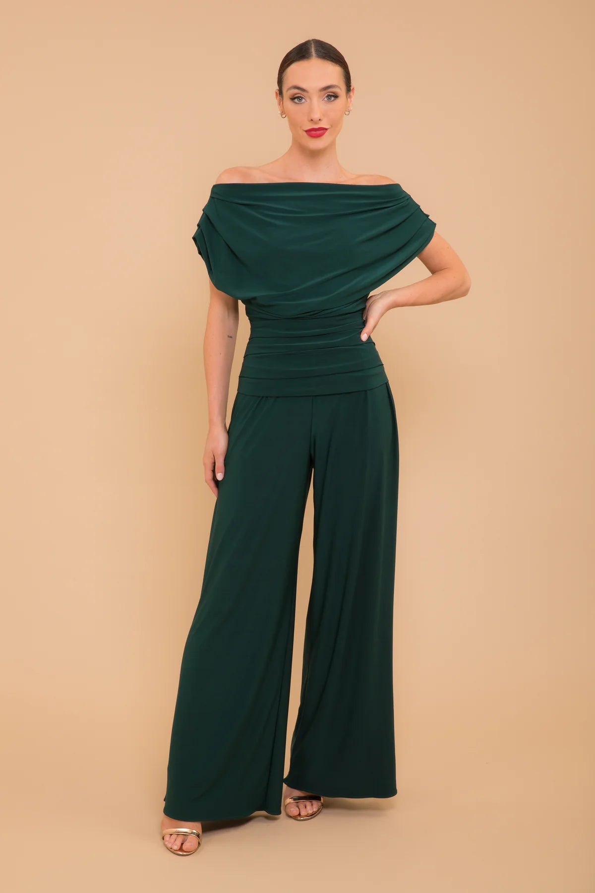 Women Wear Boutique CARBON JERSEY JUMPSUIT (FOREST GREEN)