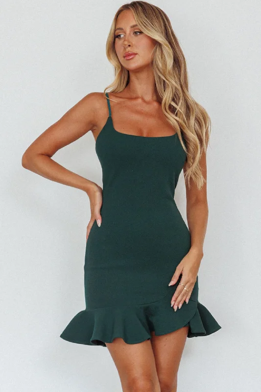 New Season Fashion Preview Emoji Bodycon Mini Dress Forest Green