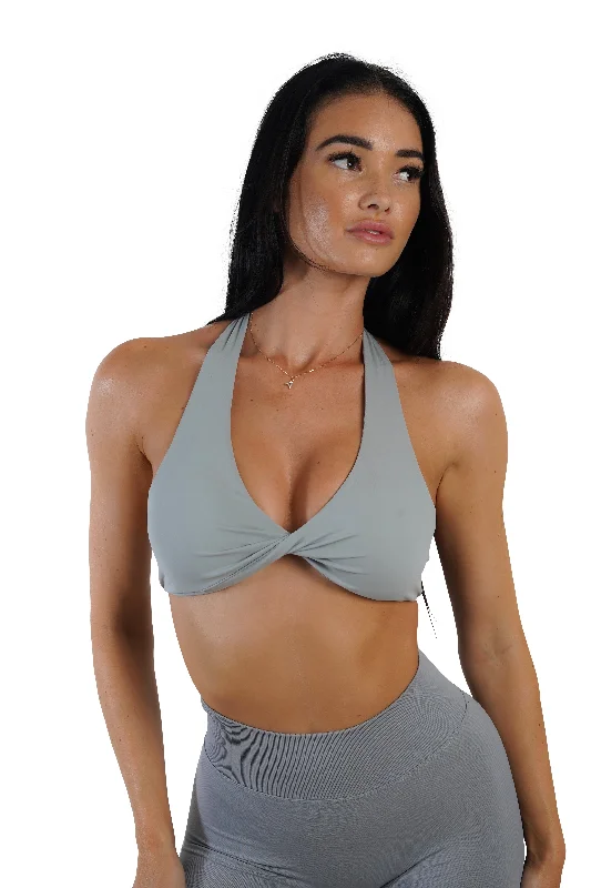 Trendy Women's Dresses Online Twist Halter Bra - Light Grey