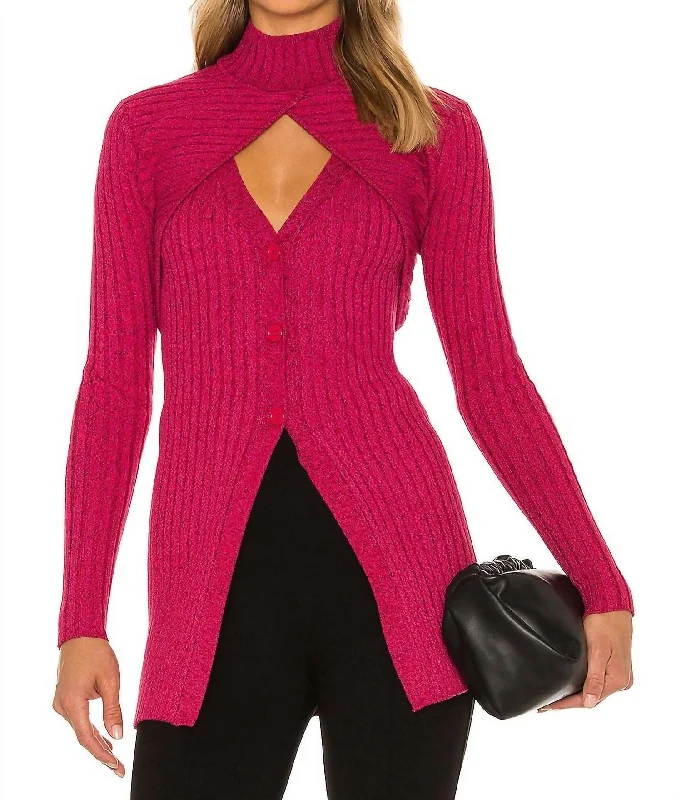 Eclectic Fashion Garner Knit Top In Fuchsia Multi