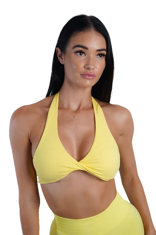 Best Online Boutiques For Women Twist Halter Bra - Yellow