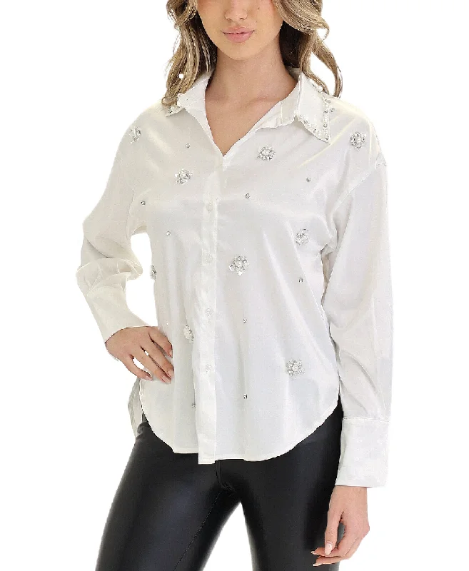 Durable Fashion Picks Satin Blouse w/ Sequin & Pearls