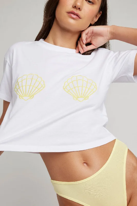 Trendy Street Style Uniform Baby Tee in White: Mermaid Edition