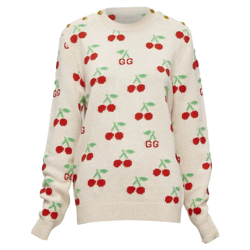 Classic Women's Fashion Gucci GG logo Cherries crew long sleeves sweater