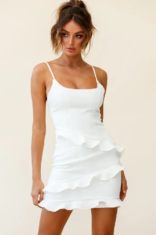 Elegant Simplicity Wardrobe Frilled To Meet You Mini Dress White