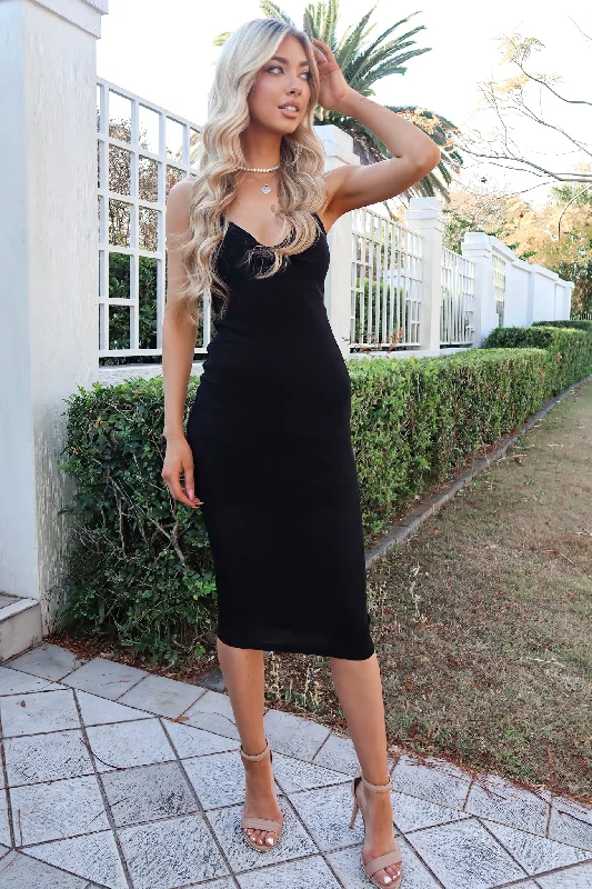 Chic Wardrobe Martini Midi Dress - Black