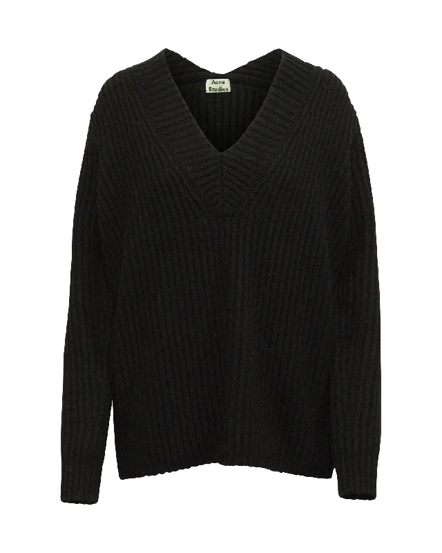 End of Season Sale Acne Studios Keborah V-neck Sweater in Black Wool