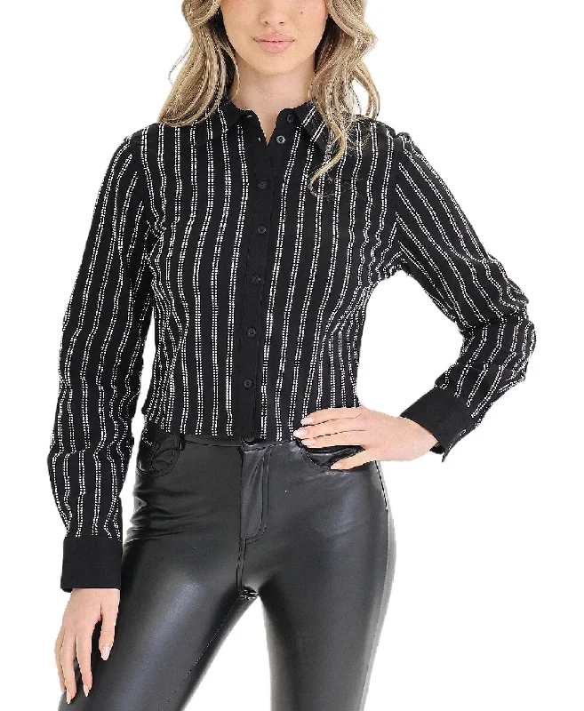 Cutting Edge Fashion Crystal Striped Blouse