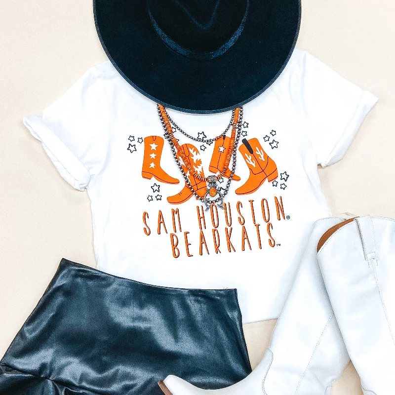 Attire Sale Bearkat Game Day | Sam Houston Bearkats Cowgirl Hat Short Sleeve Graphic Tee in White