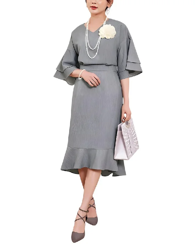 Clothes Of Woman Lily Kim 2pc Blouse & Skirt Set