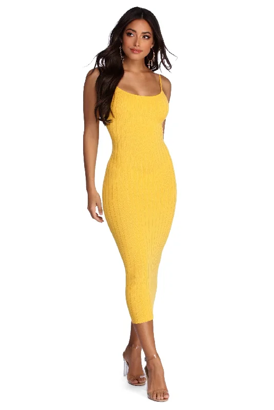 Clearance Sale, All Cheap Sleek Style Ribbed Midi Dress