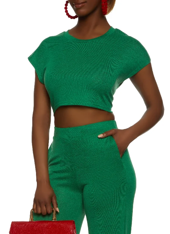 End Of Season Sale Clothing Daisy Brushed Knit Short Sleeve Crop Top