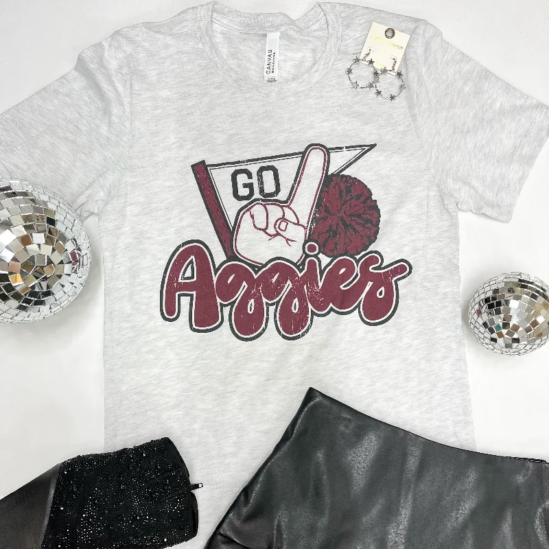 Casual Style for Busy Women Aggie Game Day | Go Aggies Short Sleeve Tee Shirt in Heather Grey