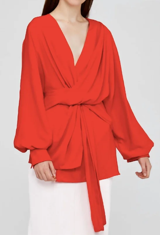 Online Shopping Boutiques Jenkins Twist Blouse In Tangerine Red