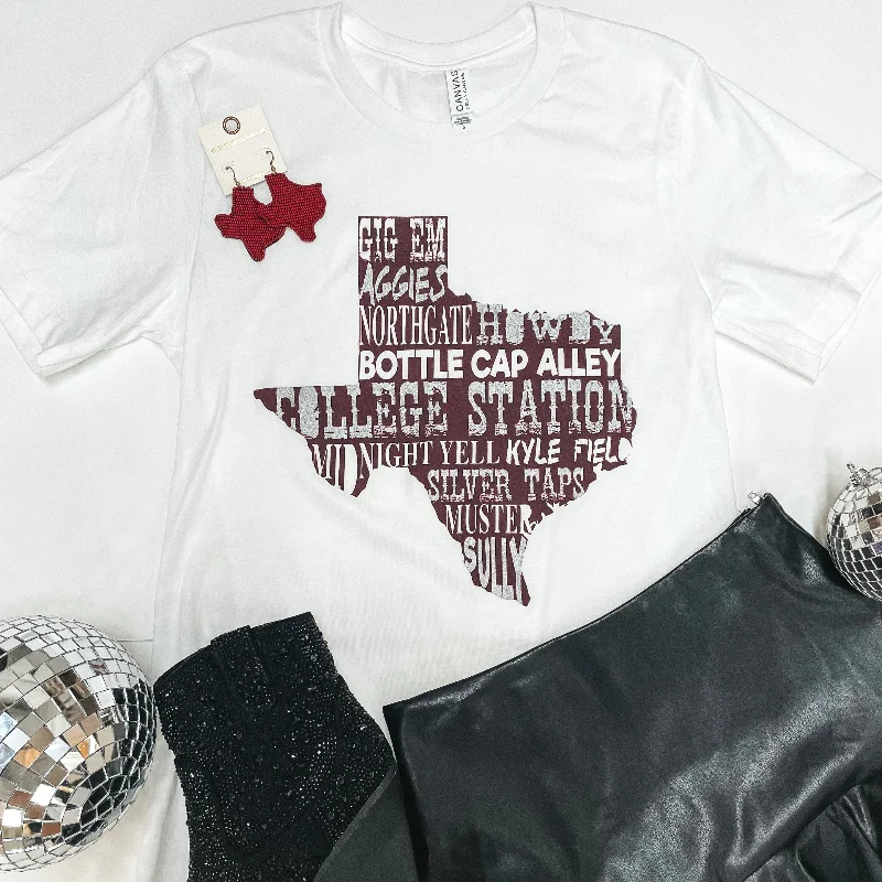 Comfy Women's Outfits for Daily Wear Aggie Game Day | Game Day in College Station Texas Short Sleeve Tee Shirt in White