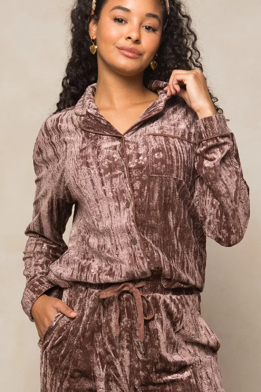 Women's Clothing for Every Season and Trend Kali Velvet Blouse in Plum - FINAL SALE