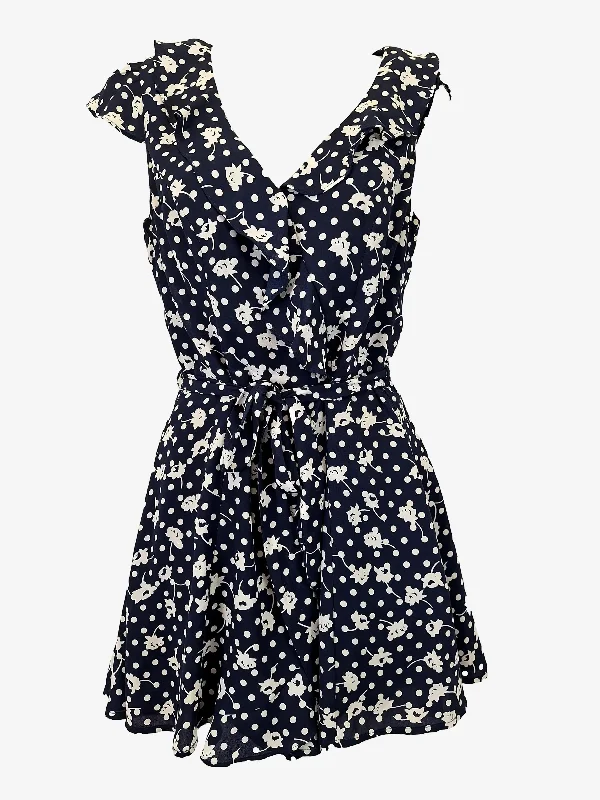 Women Fashion Review Flowy Ruffle Wrap Mini Playsuit Size 8