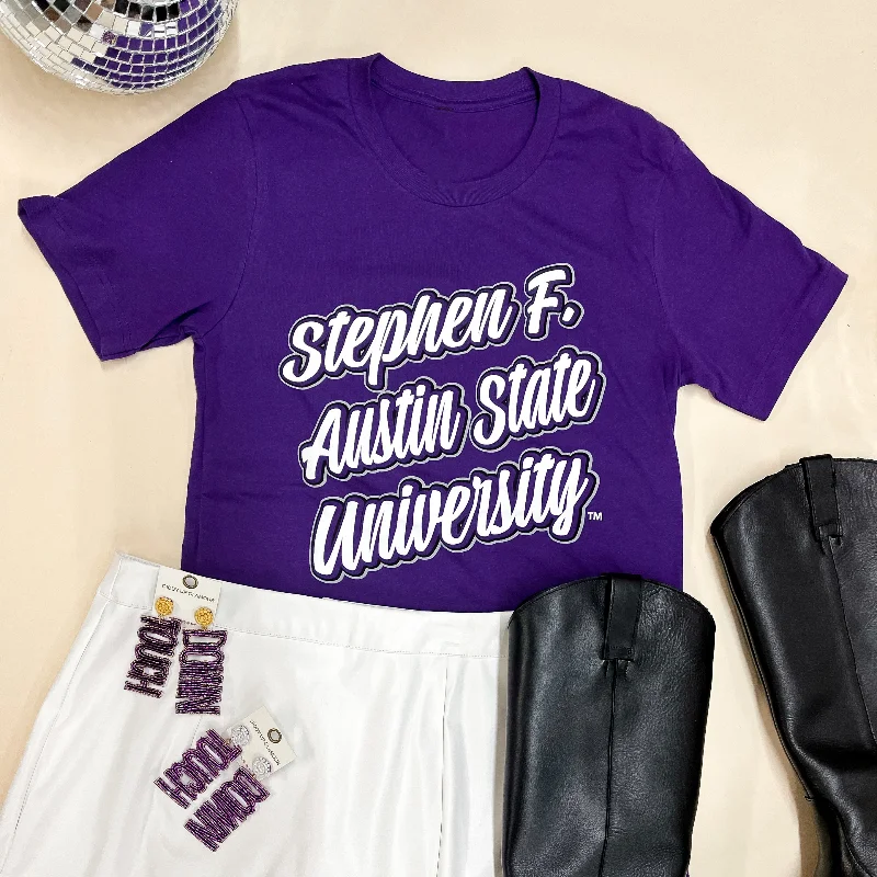 All Season Basics Discount Lumberjack Game Day | Stephen F. Austin State University Short Sleeve Graphic Tee in Purple