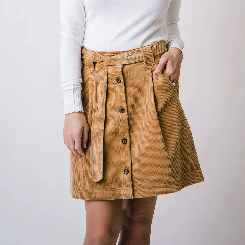 Vibrant Femme Fashion Corduroy Button Front Skirt