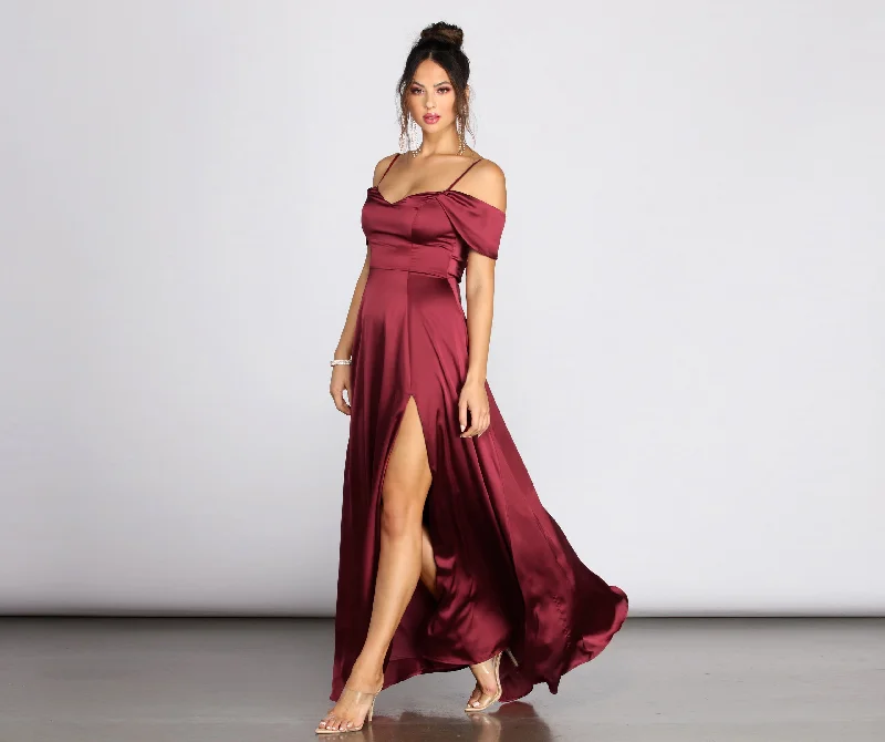 Clothing Sales Kara Satin Off Shoulder Formal Gown