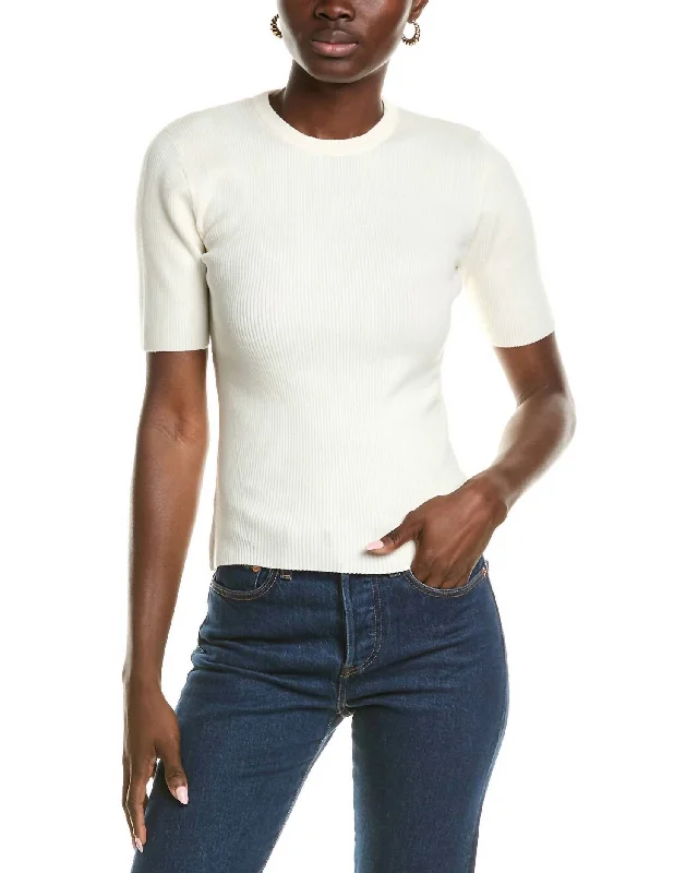 Best Sellers Salma Ribbed Short Sleeve Sweater In Ivory