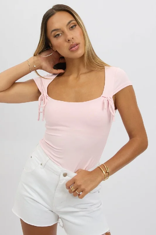 Comfortable Women's Outfits Pink Supersoft Tank Scoop Neck Ribbon