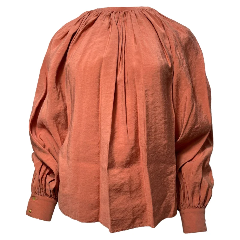 Women's Stylish Outerwear Ulla Johnson Puff Sleeve Blouse in Orange Cotton