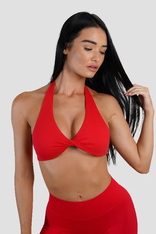 Woman Clothing TWIST HALTER BRA - RED