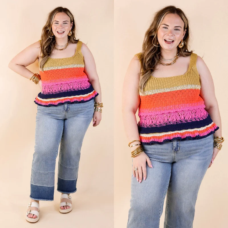 Fashionable Women's Wardrobe Comfy and Carefree Knit Tank Top in Multicolor