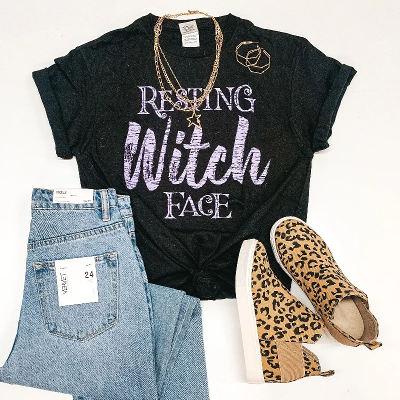 Clothing For Women Last Chance Size Small & Medium | Resting Witch Face Short Sleeve Graphic Tee in Black