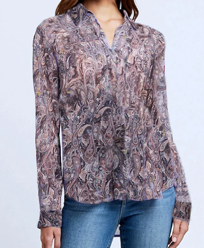 Clothing Sale Laurent Blouse In Brown Multi Neutral Paisley