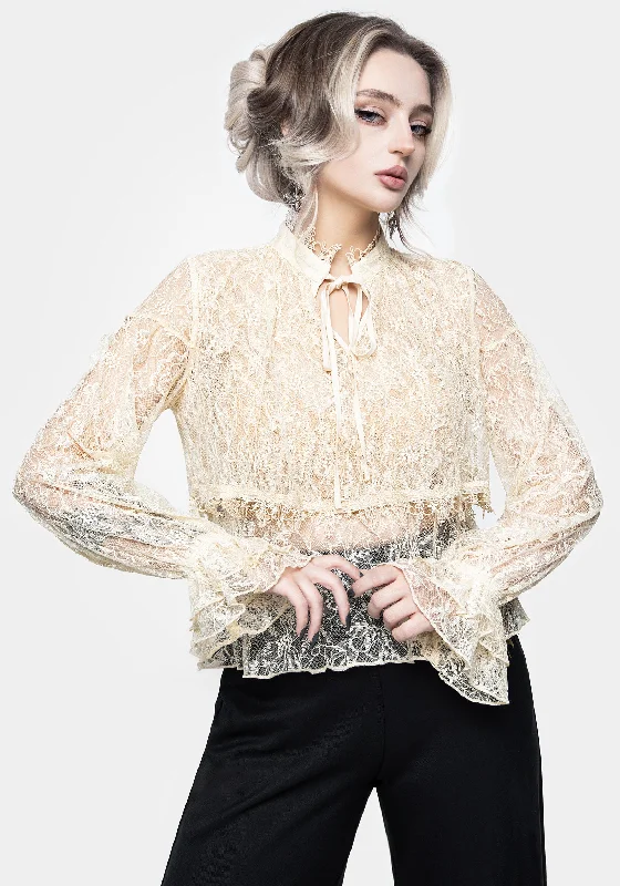 Women's Clothes Wither Floral Lace Blouse Top