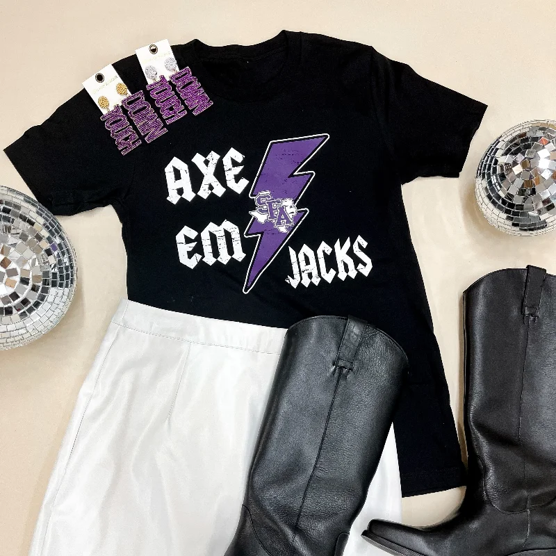 Comfortable Women's Outfits Lumberjack Game Day | Axe 'Em Jacks Short Sleeve Graphic Tee in Black