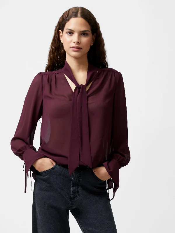 Seasonal Women's Fashion Trends Eden Georgette Tie Neck Blouse