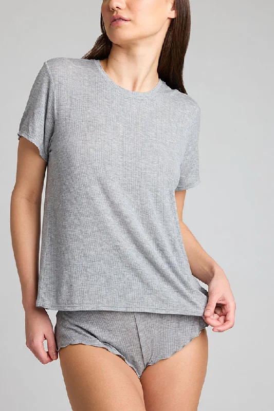 Stylish Savings Whipped Boyfriend Tee in Heather Grey