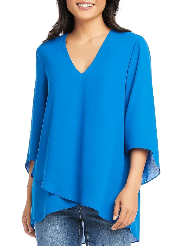 Trendy Threads Womens V-Neck Layered Blouse