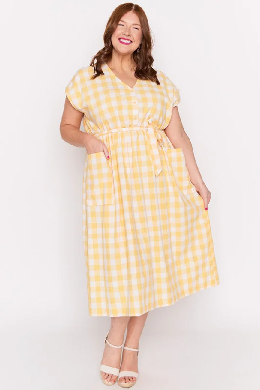 Huge Markdowns Georgie Yellow Gingham Dress