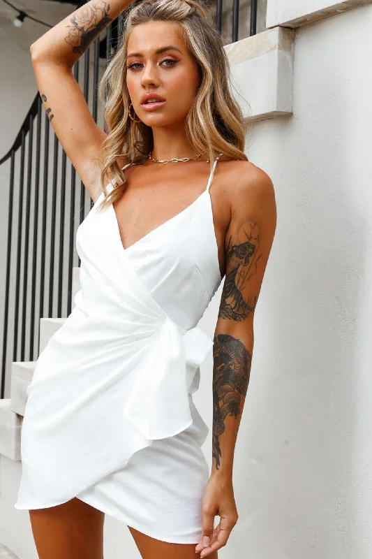 Women's Clothing Brands Medellin Gathered Detail Side-Tie Wrap Dress White