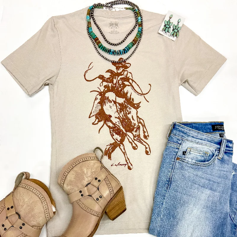 Modern Women's Fashion with Vintage Touches Wild Willie Short Sleeve Graphic Tee in Beige