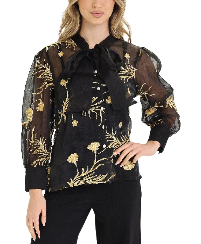 Effortless Chic Apparel Chiffon Blouse w/ Embroidery