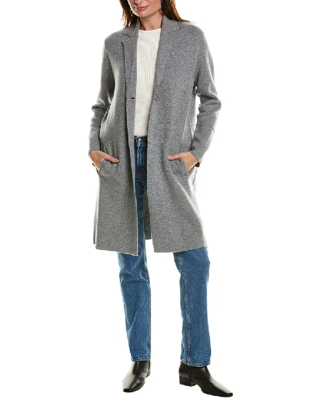 Elegant Women's Clothing Online Forte Cashmere Notch Collar Wool & Cashmere-Blend Cardigan