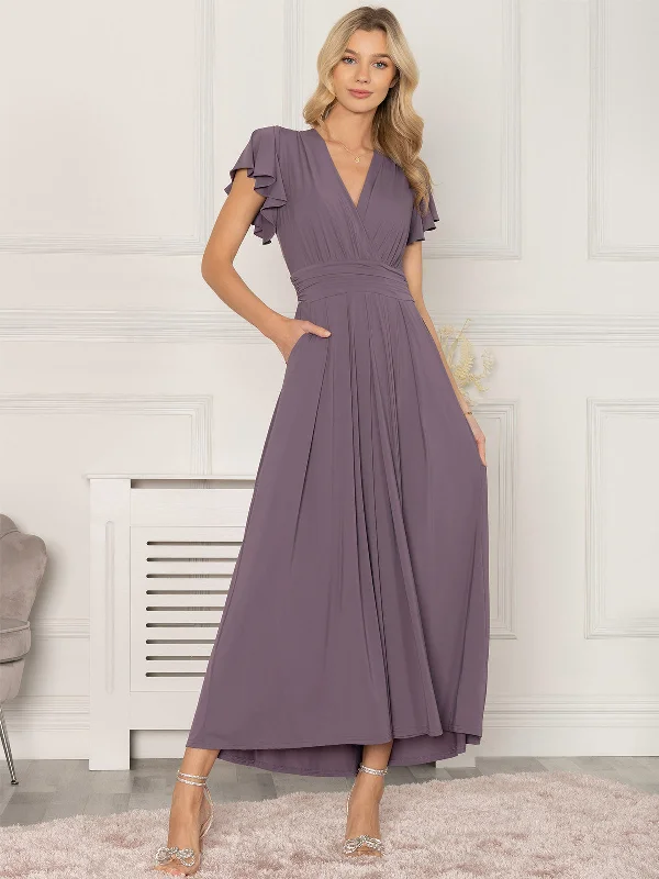 Mega Sales Jolie Moi Airene Cap Sleeve Maxi Dress, Mauve Purple