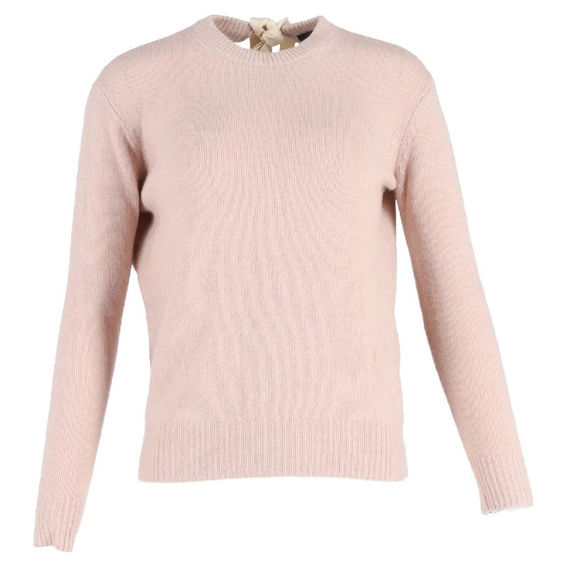 High End Fashion Joseph Tie Back Crew Neck Sweater in Pink Cashmere