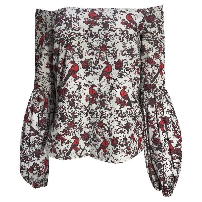 Versatile Women's Fashion Caroline Constas Gisele Printed Blouse in Red Cotton