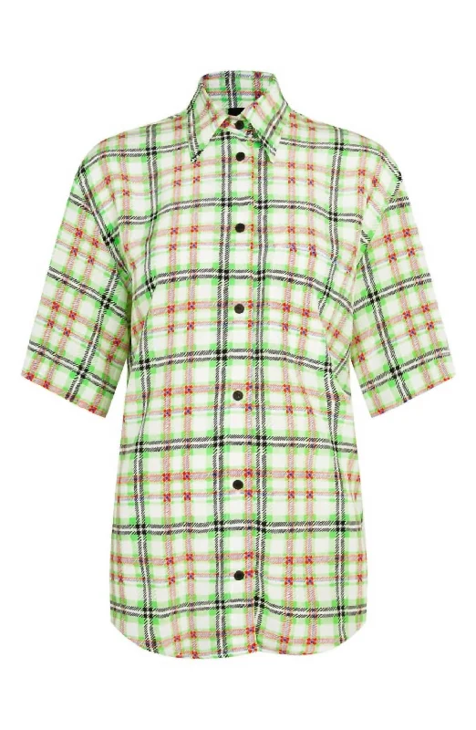 Boutique Dress Online Silk Check Print Bowling Blouse In Multicolor