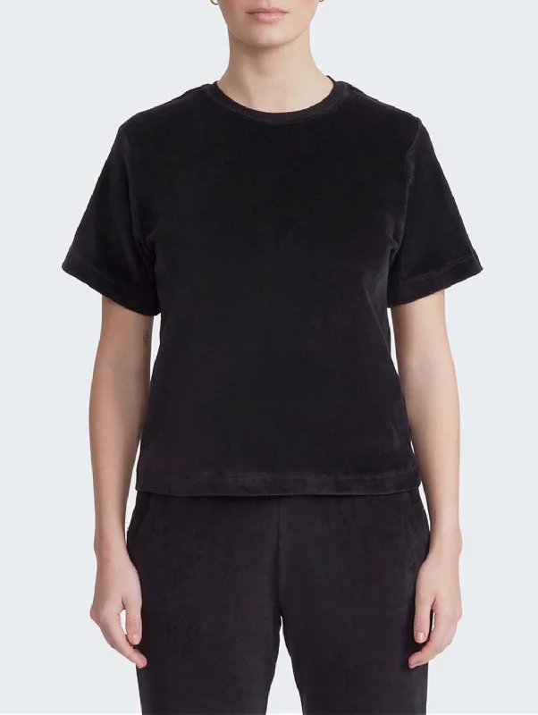 High End Women's Wear Organic Unisex Velour Vegan T-Shirt | Jet Black