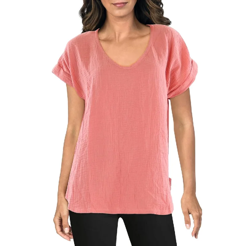 Trend Forward Women's Wear Plus Womens Scoop Neck Short Sleeve Pullover Top